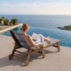 Textilene Outdoor Chaise Lounge Chair – Brown