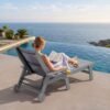 Textilene Outdoor Chaise Lounge Chair – Gray
