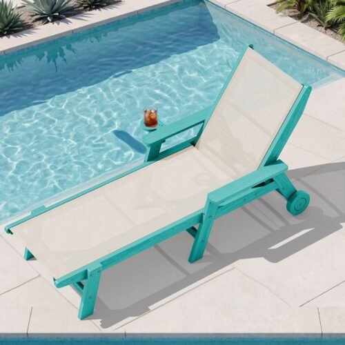 Textilene Outdoor Chaise Lounge Chair – Aruba Blue