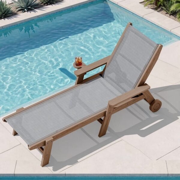 Textilene Outdoor Chaise Lounge Chair – Brown