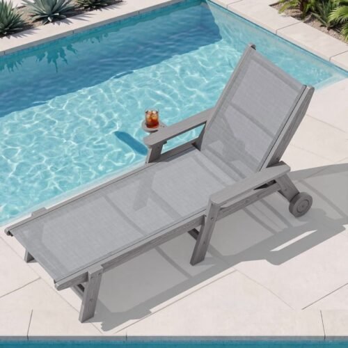 Textilene Outdoor Chaise Lounge Chair – Gray